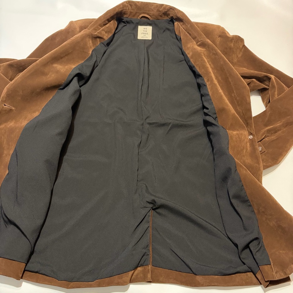 Free People We The Free Paper Cut Faux Suede Blazer Sz L Oversized Boxy - Picture 11 of 15
